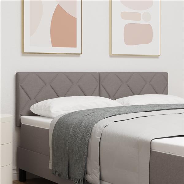 Grote foto vidaxl hoofdbord met ruitjes 140 cm stof taupe antiek en kunst stoelen en banken
