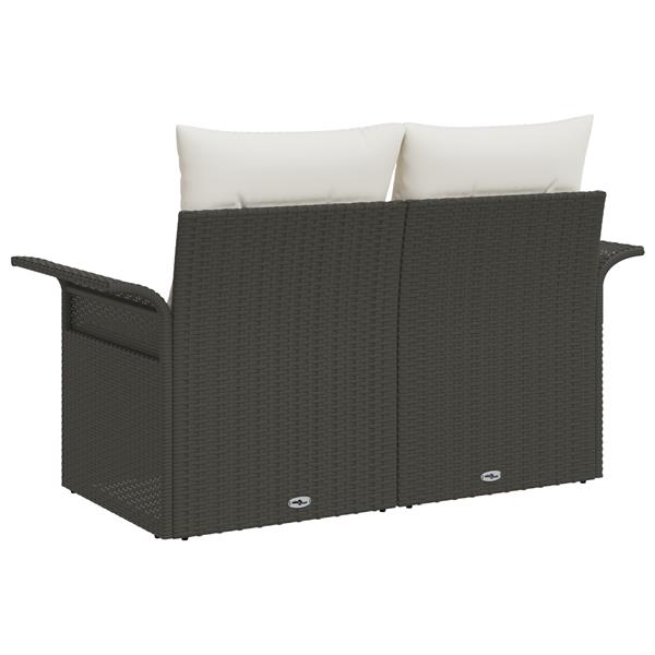Grote foto vidaxl tuinbank 2 zits met kussens poly rattan zwart tuin en terras tuinmeubelen