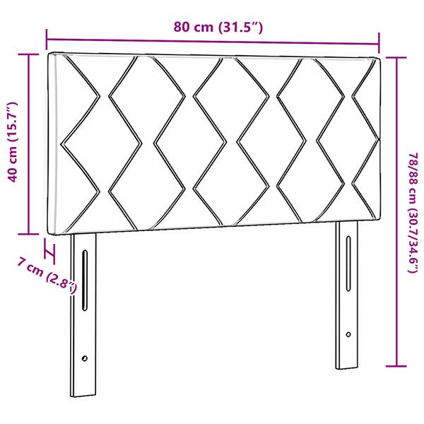 Grote foto vidaxl hoofdbord met ruitjes 80 cm stof donkergrijs antiek en kunst stoelen en banken