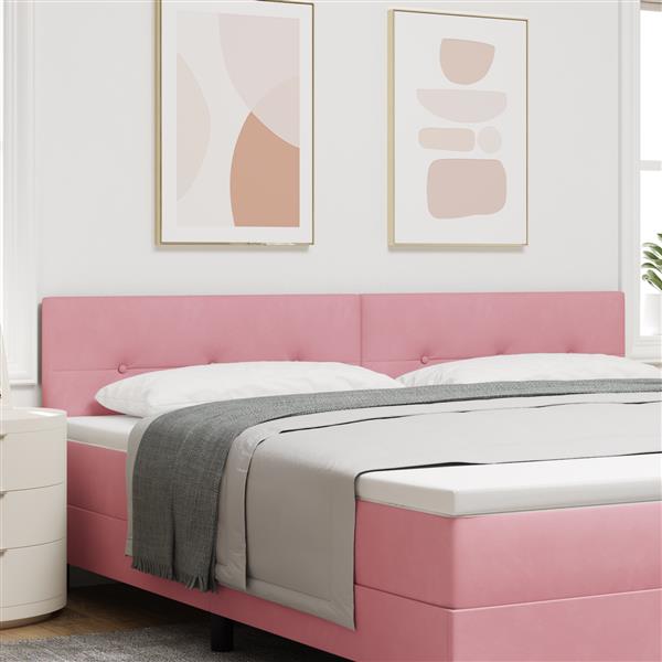 Grote foto vidaxl hoofdbord met knopen 200 cm fluweel roze antiek en kunst stoelen en banken