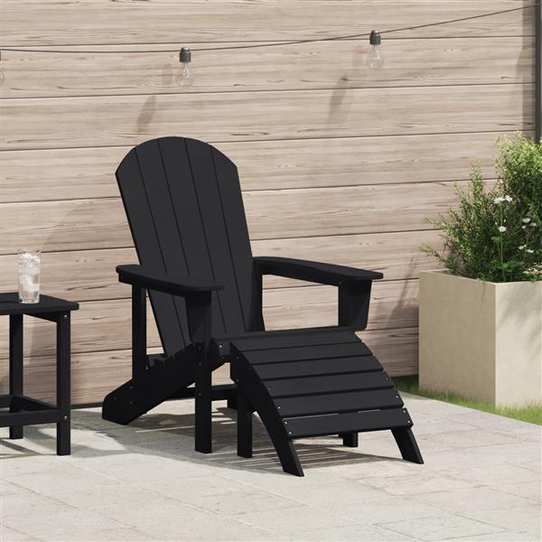 Grote foto vidaxl ligbed adirondack met voetsteun zwart hdpe tuin en terras tuinmeubelen