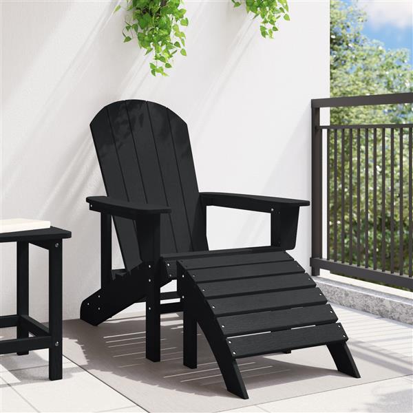 Grote foto vidaxl ligbed adirondack met voetsteun zwart hdpe tuin en terras tuinmeubelen