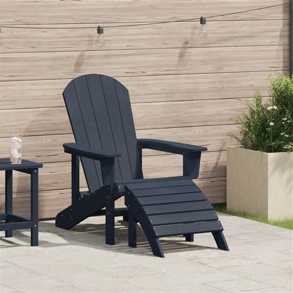 Grote foto vidaxl adirondack stoel met voetsteun in marineblauw hdpe tuin en terras tuinmeubelen