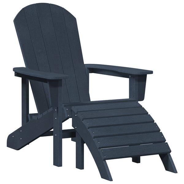 Grote foto vidaxl adirondack stoel met voetsteun in marineblauw hdpe tuin en terras tuinmeubelen