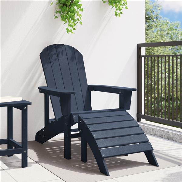 Grote foto vidaxl adirondack stoel met voetsteun in marineblauw hdpe tuin en terras tuinmeubelen