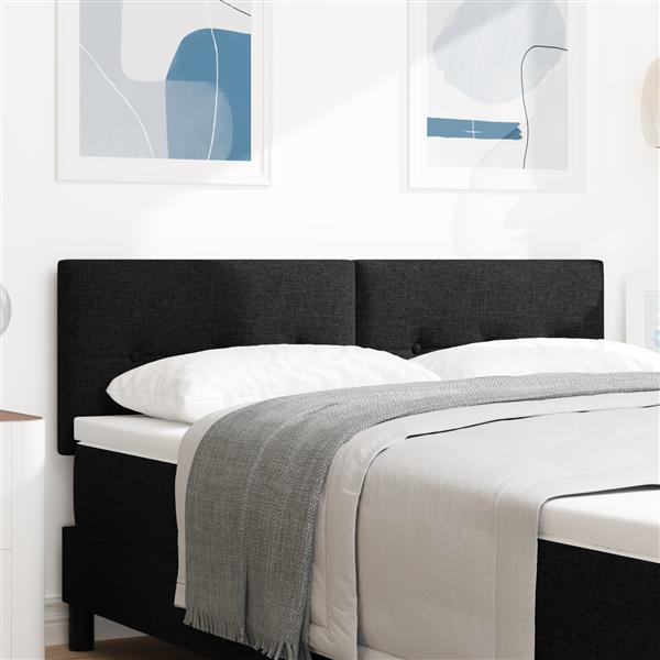 Grote foto vidaxl hoofdbord met knopen 140 cm stof zwart antiek en kunst stoelen en banken