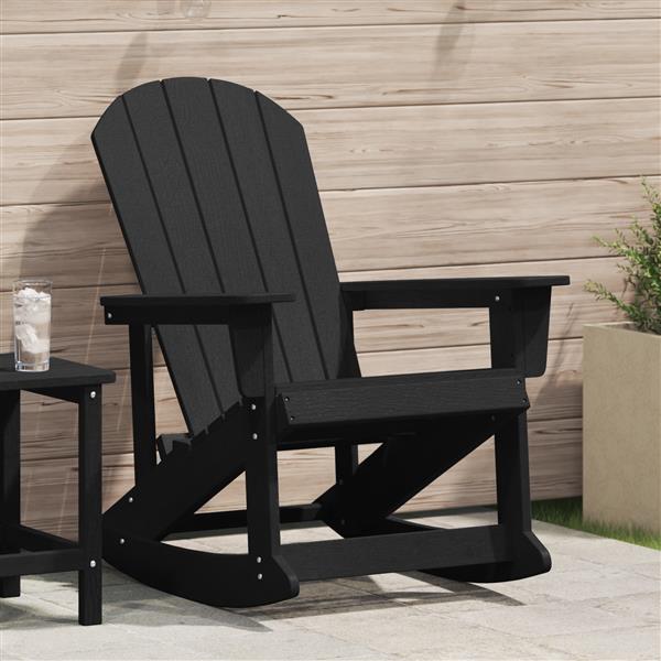 Grote foto vidaxl adirondack schommelstoel zwart 73 5x92x90 cm hdpe tuin en terras tuinmeubelen