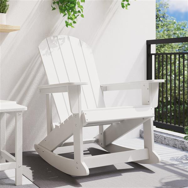 Grote foto vidaxl adirondack schommelstoel wit 73 5x92x90 cm hdpe tuin en terras tuinmeubelen