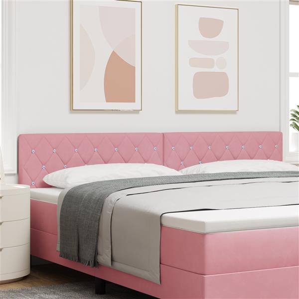 Grote foto vidaxl hoofdbord met kristallen knopen 200 cm fluweel roze antiek en kunst stoelen en banken