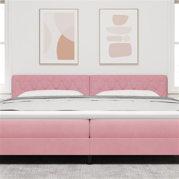 Grote foto vidaxl hoofdbord met kristallen knopen 200 cm fluweel roze antiek en kunst stoelen en banken