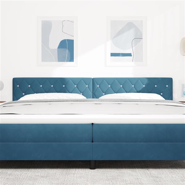 Grote foto vidaxl hoofdbord met kristallen knopen 200 cm fluweel donkerblauw antiek en kunst stoelen en banken