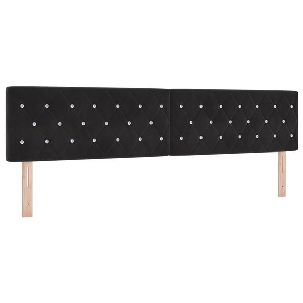 Grote foto vidaxl hoofdbord met kristallen knopen 200 cm fluweel zwart antiek en kunst stoelen en banken