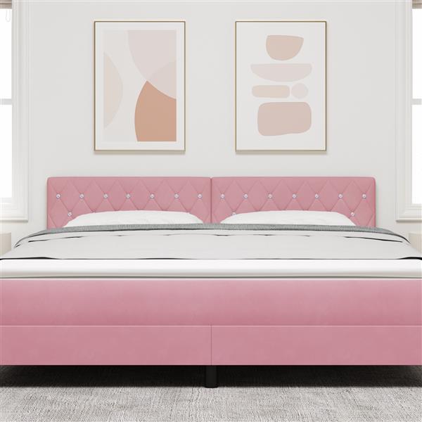 Grote foto vidaxl hoofdbord met kristallen knopen 180 cm fluweel roze antiek en kunst stoelen en banken