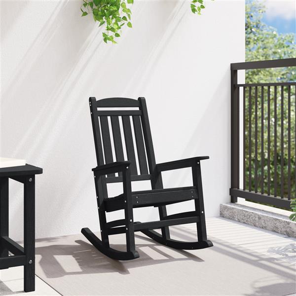 Grote foto vidaxl tuin schommelstoel zwart 70x92x108 cm hdpe tuin en terras tuinmeubelen