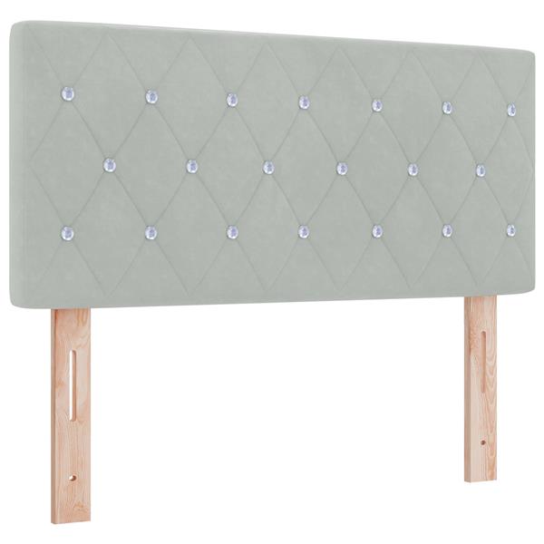 Grote foto vidaxl hoofdbord met kristallen knopen 100 cm fluweel lichtgrijs antiek en kunst stoelen en banken