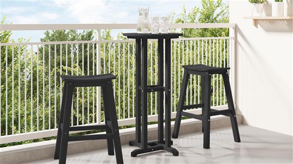 Grote foto vidaxl bartafel zwart 55x55x107 cm hdpe tuin en terras tuinmeubelen