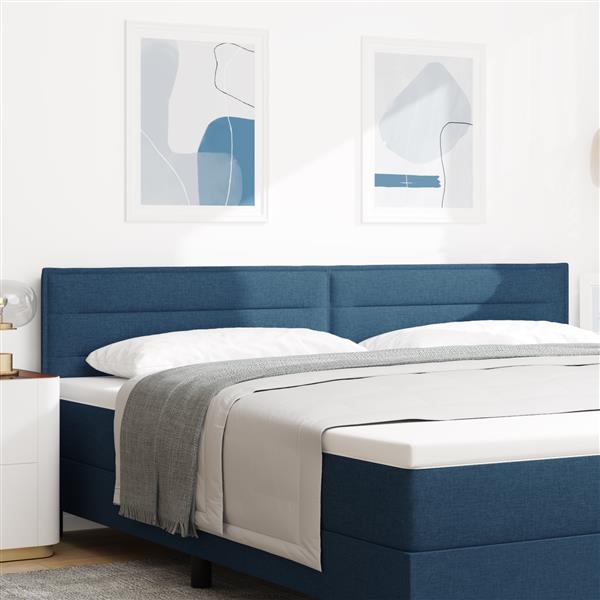 Grote foto vidaxl hoofdbord met strepen 200 cm stof blauw antiek en kunst stoelen en banken