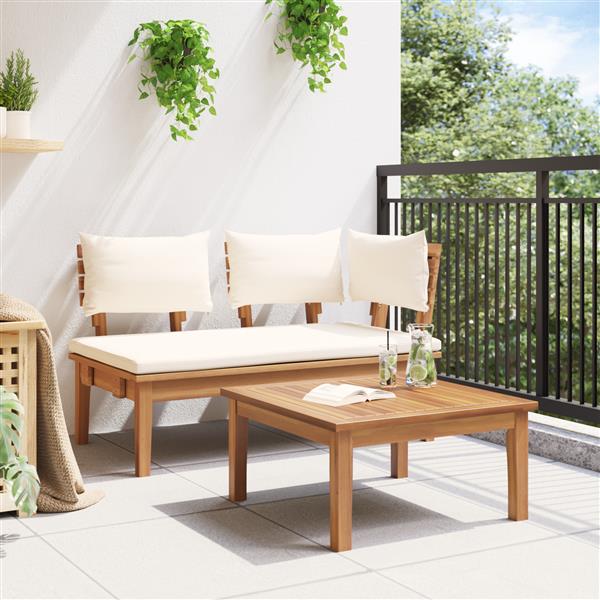 Grote foto vidaxl 2 delige tuinbankset van massief teak tuin en terras tuinmeubelen