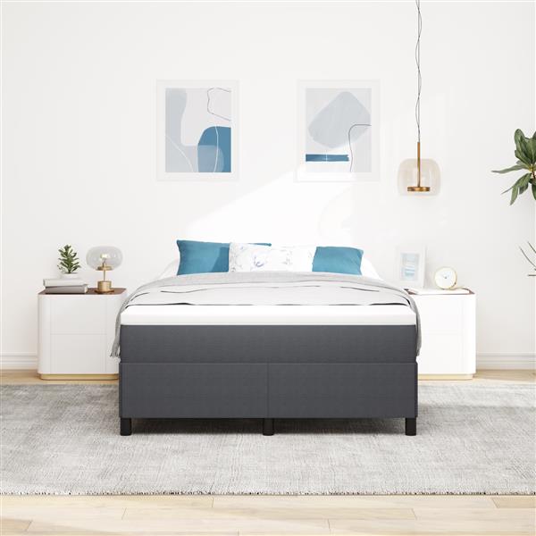 Grote foto vidaxl bedframe 140x200 cm ribfluweel donkergrijs antiek en kunst stoelen en banken