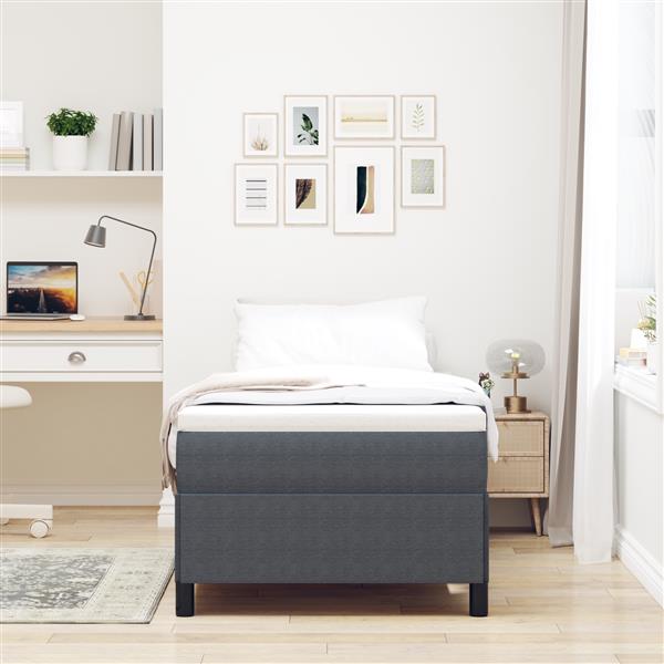 Grote foto vidaxl bedframe 100x200 cm ribfluweel donkergrijs antiek en kunst stoelen en banken