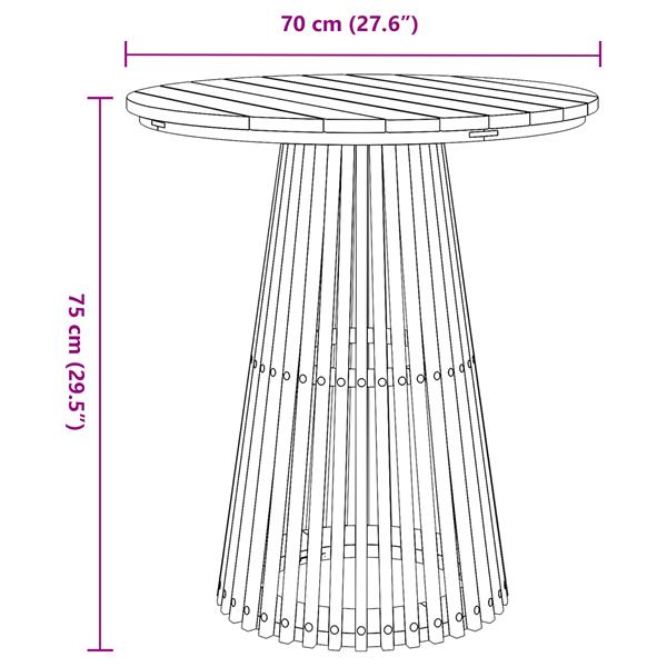 Grote foto vidaxl tuin eettafel 70x75 cm massief teakhout tuin en terras tuinmeubelen