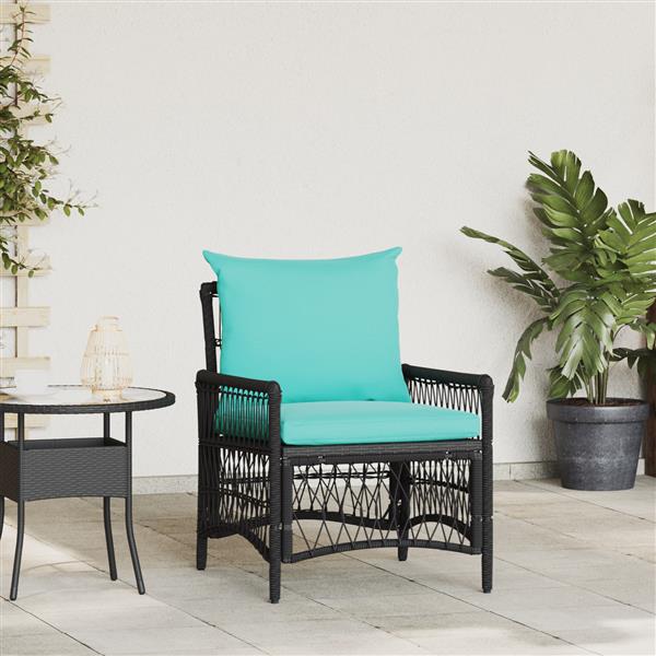 Grote foto vidaxl ligstoel met kussens zwart 60x70x78 cm poly rattan tuin en terras tuinmeubelen