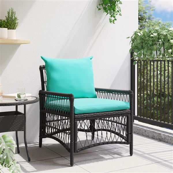 Grote foto vidaxl ligstoel met kussens zwart 60x70x78 cm poly rattan tuin en terras tuinmeubelen