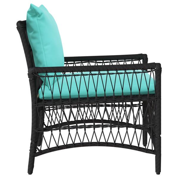 Grote foto vidaxl ligstoel met kussens zwart 60x70x78 cm poly rattan tuin en terras tuinmeubelen