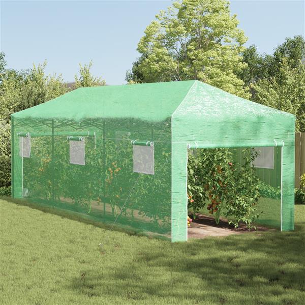 Grote foto vidaxl serre met pop up frame groen 870x290x315 cm staal tuin en terras overige tuin en terras