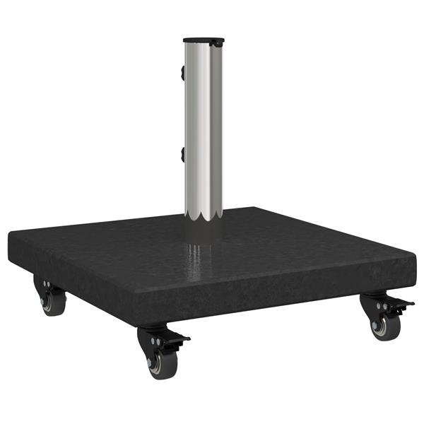 Grote foto vidaxl wielen parasol basis voor 38 48mm polen zwart graniet 30 kg vierkant tuin en terras overige tuin en terras