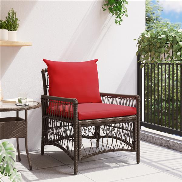 Grote foto vidaxl ligbed met kussens bruin 60x70x78 cm poly rattan tuin en terras tuinmeubelen