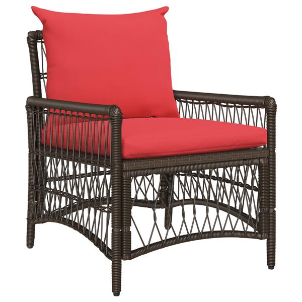 Grote foto vidaxl ligbed met kussens bruin 60x70x78 cm poly rattan tuin en terras tuinmeubelen