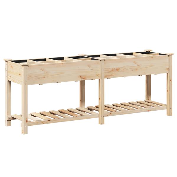 Grote foto vidaxl plantenbak met rasters 203x53x76 cm massief vurenhout tuin en terras overige tuin en terras