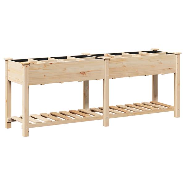 Grote foto vidaxl plantenbak met rasters 203x53x76 cm massief vurenhout tuin en terras overige tuin en terras