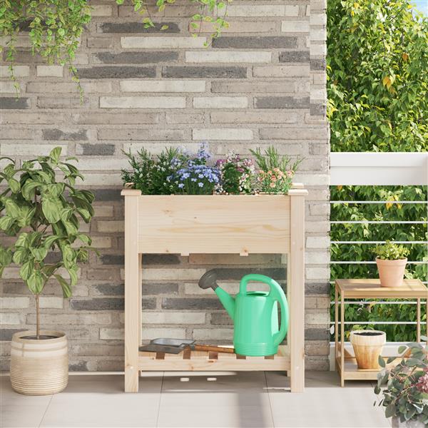 Grote foto vidaxl plantenbak met rasters 71x37x76 cm massief vurenhout tuin en terras overige tuin en terras