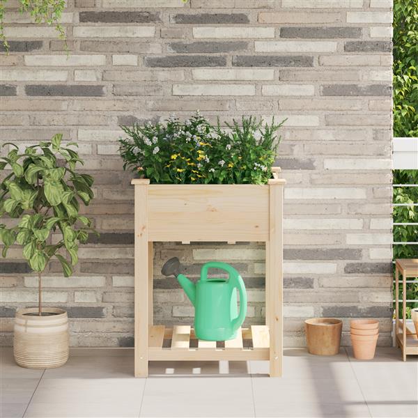 Grote foto vidaxl plantenbak met schap 60x60x76 cm massief vurenhout tuin en terras overige tuin en terras