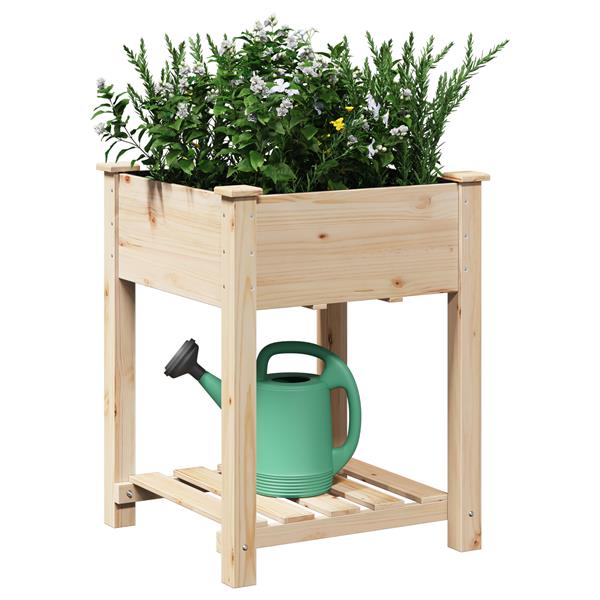 Grote foto vidaxl plantenbak met schap 60x60x76 cm massief vurenhout tuin en terras overige tuin en terras