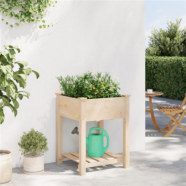 Grote foto vidaxl plantenbak met schap 60x60x76 cm massief vurenhout tuin en terras overige tuin en terras