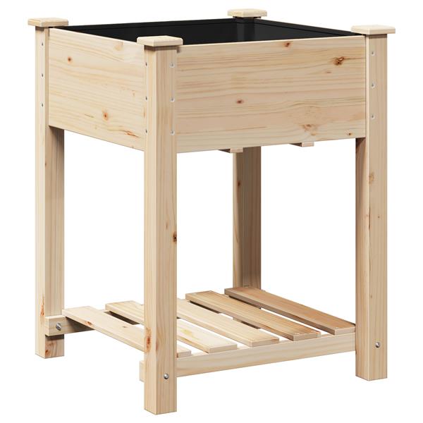 Grote foto vidaxl plantenbak met schap 60x60x76 cm massief vurenhout tuin en terras overige tuin en terras