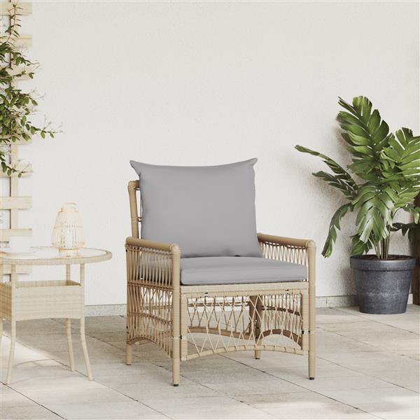 Grote foto vidaxl ligbed met kussens beige 60x70x78 cm poly rattan tuin en terras tuinmeubelen