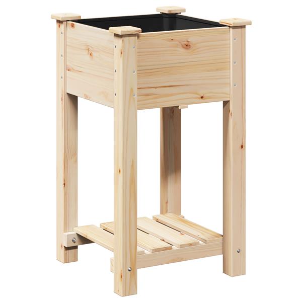 Grote foto vidaxl plantenbak met schap 45x45x76 cm massief vurenhout tuin en terras overige tuin en terras