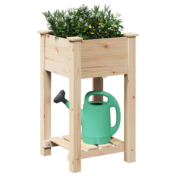 Grote foto vidaxl plantenbak met schap 45x45x76 cm massief vurenhout tuin en terras overige tuin en terras