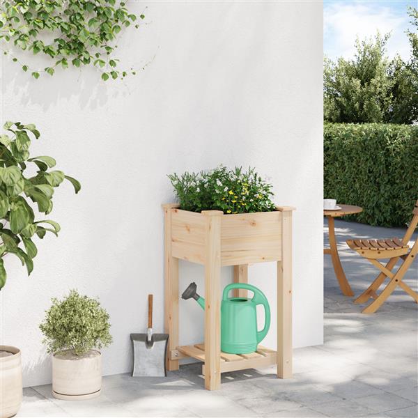 Grote foto vidaxl plantenbak met schap 45x45x76 cm massief vurenhout tuin en terras overige tuin en terras