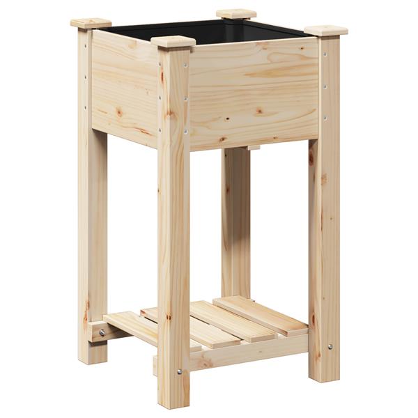 Grote foto vidaxl plantenbak met schap 45x45x76 cm massief vurenhout tuin en terras overige tuin en terras