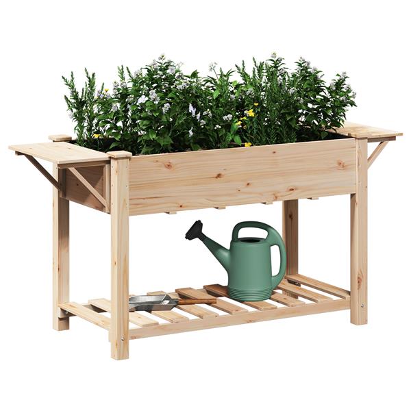 Grote foto vidaxl plantenbak met schappen 155x59x76 cm massief vurenhout tuin en terras overige tuin en terras