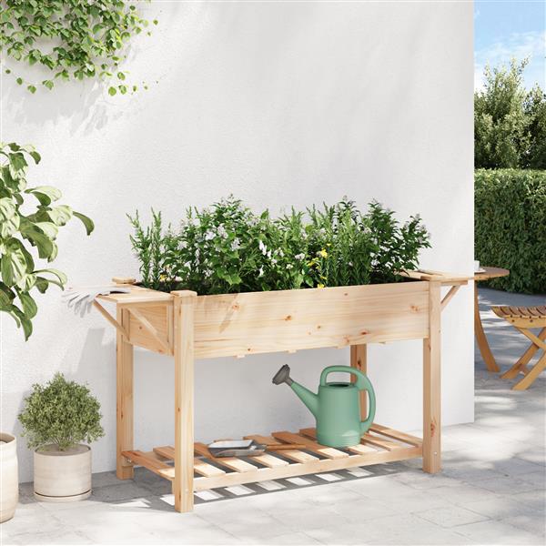Grote foto vidaxl plantenbak met schappen 155x59x76 cm massief vurenhout tuin en terras overige tuin en terras