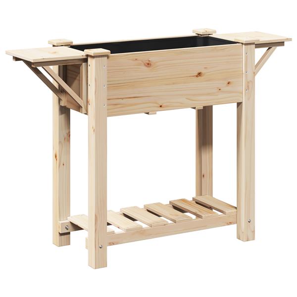 Grote foto vidaxl plantenbak met schappen 111x37x76 cm massief vurenhout tuin en terras overige tuin en terras