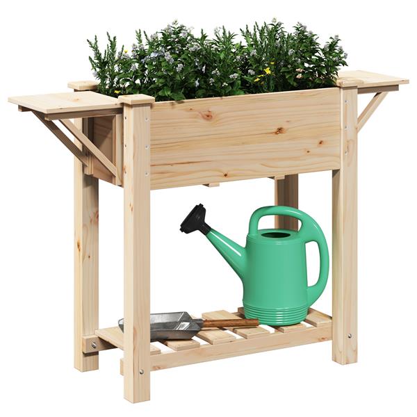 Grote foto vidaxl plantenbak met schappen 111x37x76 cm massief vurenhout tuin en terras overige tuin en terras