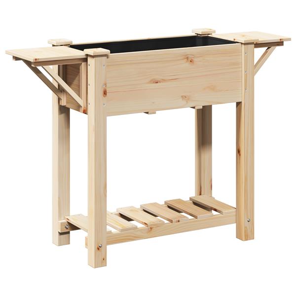 Grote foto vidaxl plantenbak met schappen 111x37x76 cm massief vurenhout tuin en terras overige tuin en terras