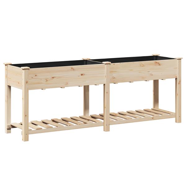 Grote foto vidaxl plantenbak met schap 203x53x76 cm massief vurenhout tuin en terras overige tuin en terras